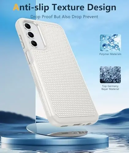 FNTCASE for Galaxy A15-5G Phone Case - Samsung A15 5G Military Grade Drop Protection, 14ft Drop Tested, Screen Protector Included, Anti-Slip Textured, TPU+PC Dual Layer Shockproof Cover (Off-White) - 5