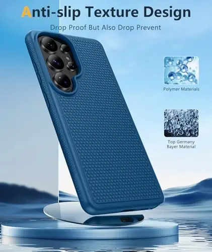 FNTCASE for Samsung Galaxy S26 Ultra Phone Case: Dual Layer Non Slip Blue | With Screen Protector, Shockproof Drop Protection, Matte Textured Protective Cell Phone Cover, for Daily Use, Blue - 1