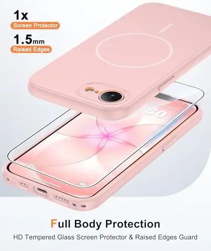 FNTCASE for iPhone 17E/16E Case Matte Pink: Compatible with MagSafe | With Screen Protector, Translucent Magnetic Full Camera Protection, 14FT Military Grade Drop Tested, Matte Shockproof Cover - 1