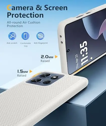 FNTCASE for Moto G 2026/2025 Case: Moto G Play 2026/Moto G Power 2025 Case Dual Layer Military Protective Heavy Duty Cell Phone Cover with Screen Protector Shockproof Rugged Non Slip Textured (White) - 6