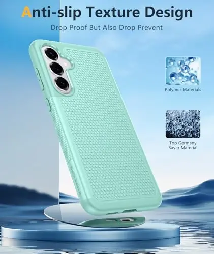 FNTCASE for Samsung Galaxy S26 Phone Case: Dual Layer Non Slip Protective | With Screen Protector, Shockproof Drop Protection, Matte Textured Protective Cell Phone Cover, for Daily Use, Mint Green 