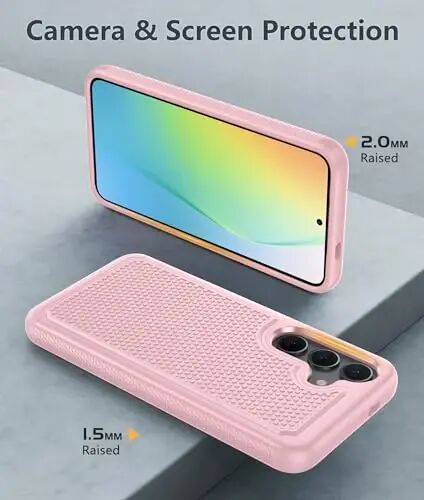 FNTCASE for Samsung Galaxy S24 Case: Dual Layer Non Slip Cover | 14FT Military Grade Shockproof Protective Drop Protection, Matte Textured Cell Phone Cases, for Daily Use, Sakura Pink - 1