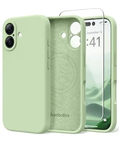 SuydanBox Magnetic for iPhone 16 Case, Compatible with MagSafe, [Screen Protector + Full Camera Protection], Silicone Shockproof Anti-Scratch Protective Phone Case for iPhone 16 6.1