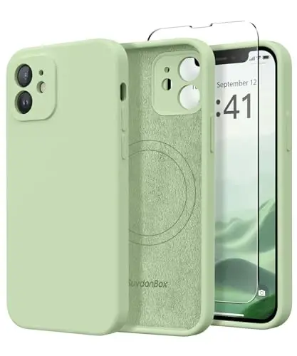 SuydanBox Magnetic for iPhone 12 Case, Compatible with MagSafe, [Full Camera Protection][Screen Protector] Silicone Shockproof Protective Phone Case for iPhone 12 6.1