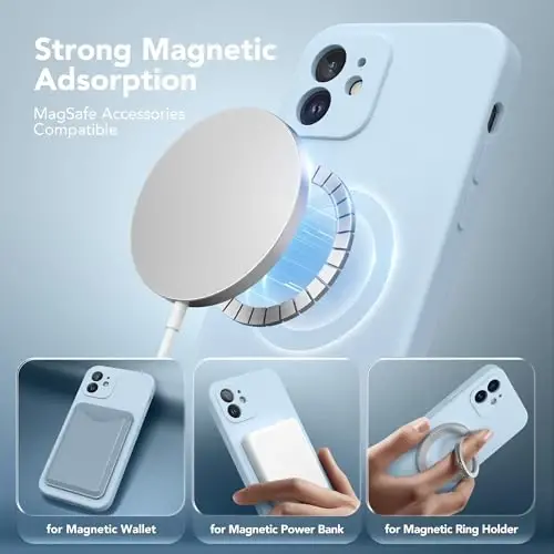 SuydanBox Magnetic for iPhone 12 Case, Compatible with MagSafe, [Full Camera Protection][Screen Protector] Silicone Shockproof Protective Phone Case for iPhone 12 6.1