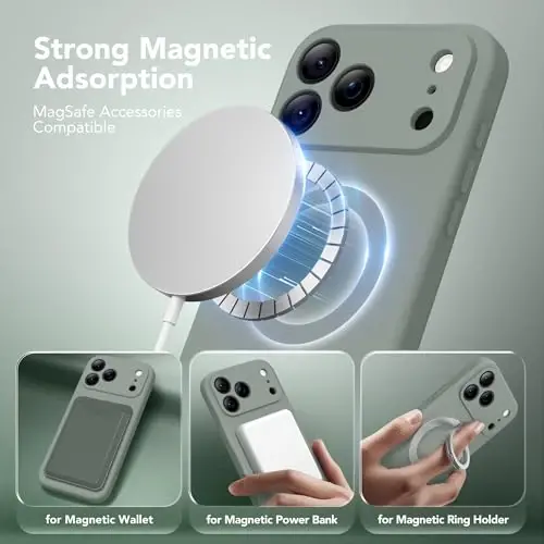 SuydanBox Magnetic for iPhone 17 Pro Case, Compatible with MagSafe, [Full Camera Protection][Screen Protector] Silicone Shockproof Protective Phone Case for iPhone 17 Pro 6.3