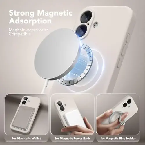 SuydanBox Magnetic for iPhone 16 Plus Case, Compatible with MagSafe, [Full Camera Protection][Screen Protector] Silicone Shockproof Protective Phone Case for iPhone 16 Plus 6.7