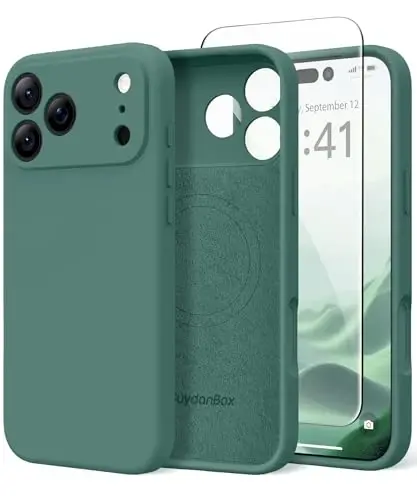 SuydanBox Magnetic for iPhone 17 Pro Case, Compatible with MagSafe, [Full Camera Protection][Screen Protector] Silicone Shockproof Protective Phone Case for iPhone 17 Pro 6.3