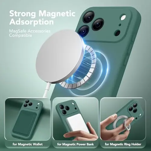 SuydanBox Magnetic for iPhone 17 Pro Case, Compatible with MagSafe, [Full Camera Protection][Screen Protector] Silicone Shockproof Protective Phone Case for iPhone 17 Pro 6.3