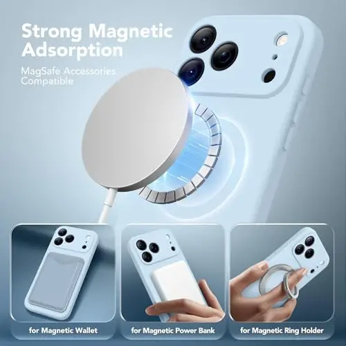 SuydanBox Magnetic for iPhone 17 Pro Case, Compatible with MagSafe, [Full Camera Protection][Screen Protector] Silicone Shockproof Protective Phone Case for iPhone 17 Pro 6.3