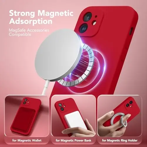 SuydanBox Magnetic for iPhone 12 Case, Compatible with MagSafe, [Full Camera Protection][Screen Protector] Silicone Shockproof Protective Phone Case for iPhone 12 6.1