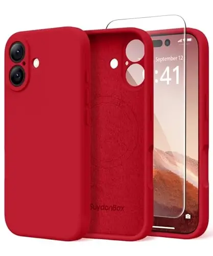 SuydanBox Magnetic for iPhone 16 Case, Compatible with MagSafe, [Screen Protector + Full Camera Protection], Silicone Shockproof Anti-Scratch Protective Phone Case for iPhone 16 6.1
