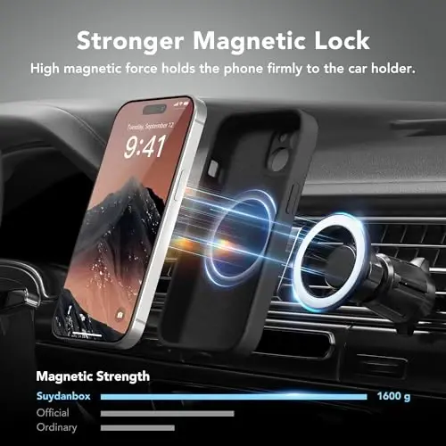 SuydanBox Magnetic for iPhone 13 Case, Compatible with MagSafe, [Full Camera Protection][Screen Protector] Silicone Shockproof Protective Phone Case for iPhone 13 6.1