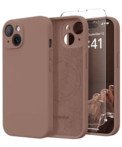 SuydanBox Magnetic for iPhone 13 Case, Compatible with MagSafe, [Full Camera Protection][Screen Protector] Silicone Shockproof Protective Phone Case for iPhone 13 6.1
