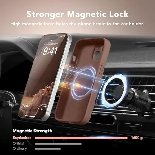 SuydanBox Magnetic for iPhone 13 Case, Compatible with MagSafe, [Full Camera Protection][Screen Protector] Silicone Shockproof Protective Phone Case for iPhone 13 6.1