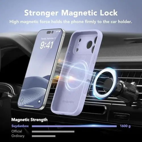 SuydanBox Magnetic for iPhone 17 Pro Case, Compatible with MagSafe, [Full Camera Protection][Screen Protector] Silicone Shockproof Protective Phone Case for iPhone 17 Pro 6.3