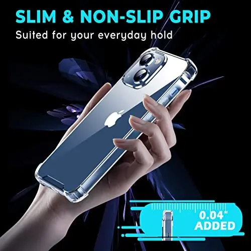 ORIbox for iPhone 14/13 Case with 4 Corners Shockproof Protection, Clear Case for Women Men, Kids 