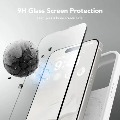 GONEZ Magnetic for iPhone 15 Pro Case, Silicone Cover White | Compatible with MagSafe, Camera Button & Screen Protector, Microfiber Lining, 3 Layers Soft Gel Rubber Shockproof Slim 6.1