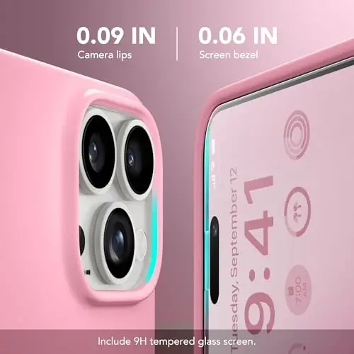 GONEZ Magnetic for iPhone 15 Pro Max Case, Silicone Cover Sweetie Pink | Compatible with MagSafe, Camera Button & Screen Protector, Microfiber Lining, 3 Layers Soft Gel Rubber Shockproof Slim 6.7