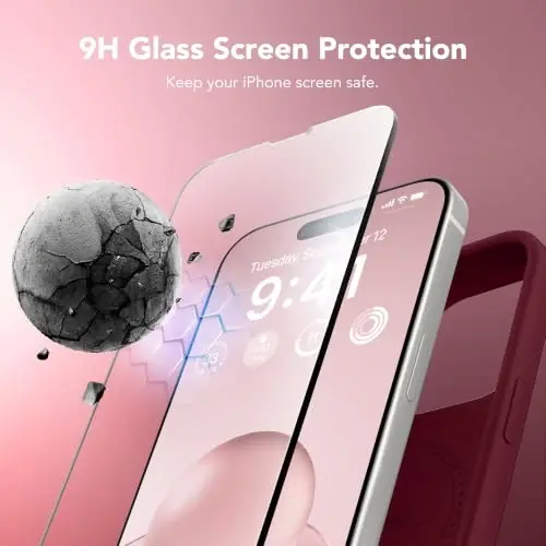 GONEZ Magnetic for iPhone 15 Pro Case, Silicone Cover Maroon | Compatible with MagSafe, Camera Button & Screen Protector, Microfiber Lining, 3 Layers Soft Gel Rubber Shockproof Slim 6.1