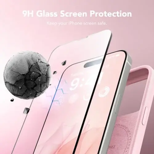 GONEZ Magnetic for iPhone 15 Pro Max Case, Silicone Cover Chalk Pink | Compatible with MagSafe, Camera Button & Screen Protector, Microfiber Lining, 3 Layers Soft Gel Rubber Shockproof Slim 6.7