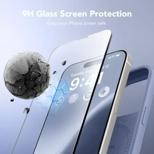GONEZ Magnetic for iPhone 15 Pro Max Case, Silicone Cover Lavender Gray | Compatible with MagSafe, Camera Button & Screen Protector, Microfiber Lining, 3 Layers Soft Gel Rubber Shockproof Slim 6.7