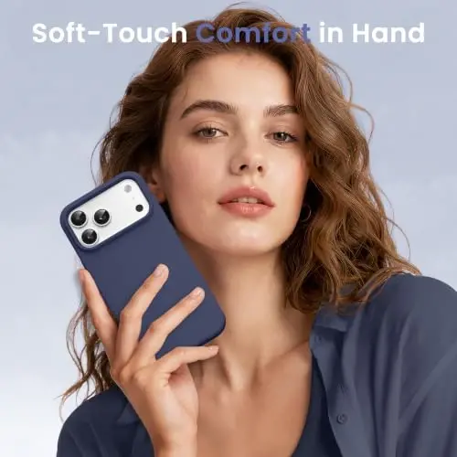 GONEZ Magnetic for iPhone 17 Pro Max Case, Silicone Cover Navy Blue | Compatible with MagSafe, Camera Button & Screen Protector, Microfiber Lining, 3 Layers Soft Gel Rubber Shockproof Slim 6.9