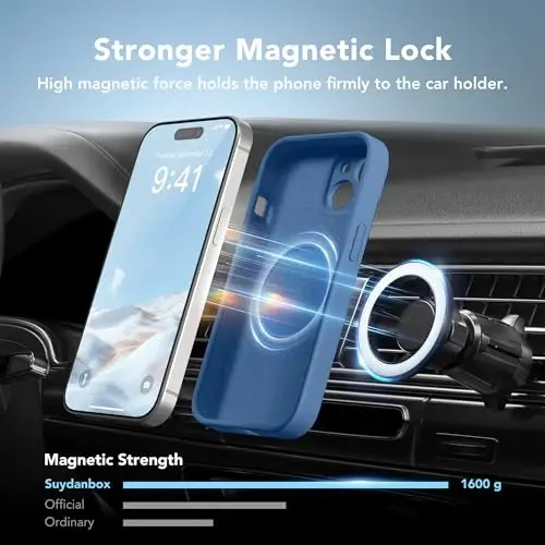 SuydanBox Magnetic for iPhone 13 Case, Compatible with MagSafe, [Full Camera Protection][Screen Protector] Silicone Shockproof Protective Phone Case for iPhone 13 6.1
