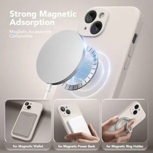SuydanBox Magnetic for iPhone 13 Case, Compatible with MagSafe, [Full Camera Protection][Screen Protector] Silicone Shockproof Protective Phone Case for iPhone 13 6.1