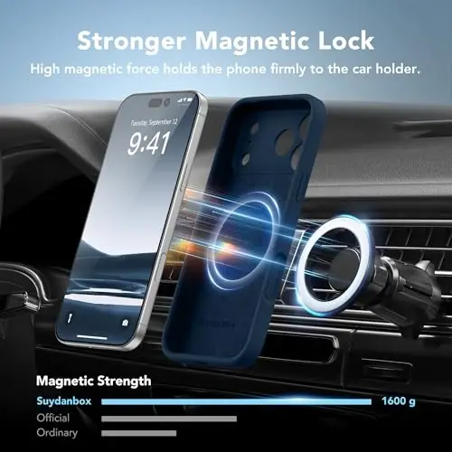 SuydanBox Magnetic for iPhone 17 Pro Case, Compatible with MagSafe, [Full Camera Protection][Screen Protector] Silicone Shockproof Protective Phone Case for iPhone 17 Pro 6.3