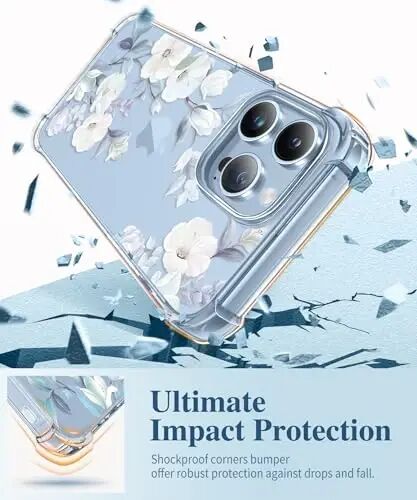 GVIEWIN for iPhone 13 Pro Case Floral, with Screen Protector&Camera Lens Protector,[Non Yellowing] Soft Shockproof Clear Phone Protective Cover for Women, Flower Pattern Design 6.1
