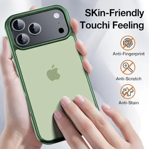 Yriklso for iPhone 17 Pro Max Phone Case,1X Screen Protector +1X Camera Lens,Shockproof for iPhone 17 Pro Max Case, Military Grade Drop Protection, Protective Hard Back Slim Translucent Cover,Green - 3