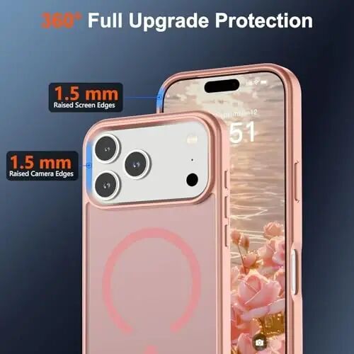 SUPFINE Magnetic for iPhone 17 Pro Case (Compatible with MagSafe)(Military Grade Drop Protection) Translucent Matte Shockproof with Anti-Fingerprint Phone Cover,Pink - 4