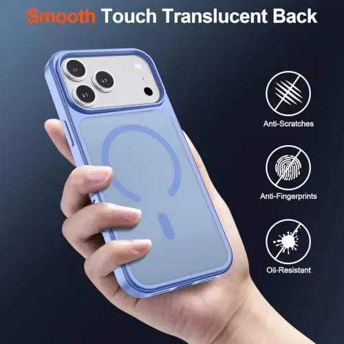 SUPFINE Magnetic for iPhone 17 Pro Max Case Blue Purple | With Screen Protector, Translucent Matte, Compatible with MagSafe, Military Grade Drop Proof, Rugged Shockproof Protective - 5