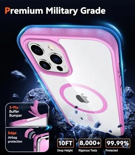 FNTCASE for iPhone 12 Pro-Max Case Compatible with Magsafe Clear Phonecase | Anti Tellowing, Military Grade Drop Protection, Slim Magnetic Phone Cases, Shockproof Bumper, Transparent Cell Cover - FNTCASE