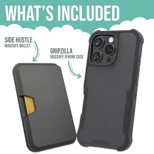 Smartish® iPhone 16 Pro Magnetic Case with MagSafe Wallet - Gripzilla - Magsafe Compatible Armor Grip Cover + Detachable Magnetic Credit Card Holder - Black Tie Affair - 4