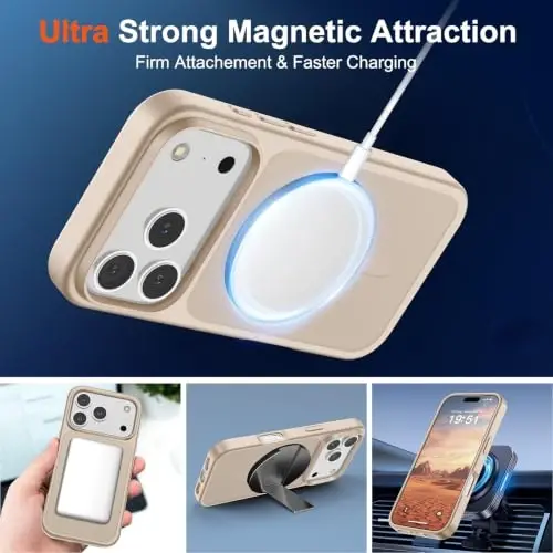 SUPFINE Magnetic for iPhone 17 Pro Max Case Desert Gold | With Screen Protector, Translucent Matte, Compatible with MagSafe, Military Grade Drop Proof, Rugged Shockproof Protective - 4