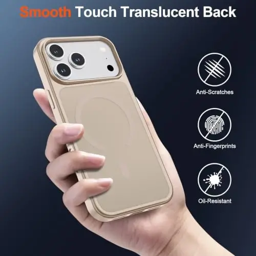 SUPFINE Magnetic for iPhone 17 Pro Max Case Desert Gold | With Screen Protector, Translucent Matte, Compatible with MagSafe, Military Grade Drop Proof, Rugged Shockproof Protective - 5