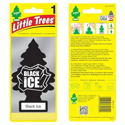 Little Trees Car Air Freshener | Hanging Paper Tree for Home or Car | Black Ice | 3 Pack - 2