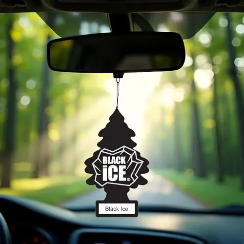 Little Trees Car Air Freshener | Hanging Paper Tree for Home or Car | Black Ice | 3 Pack - 4