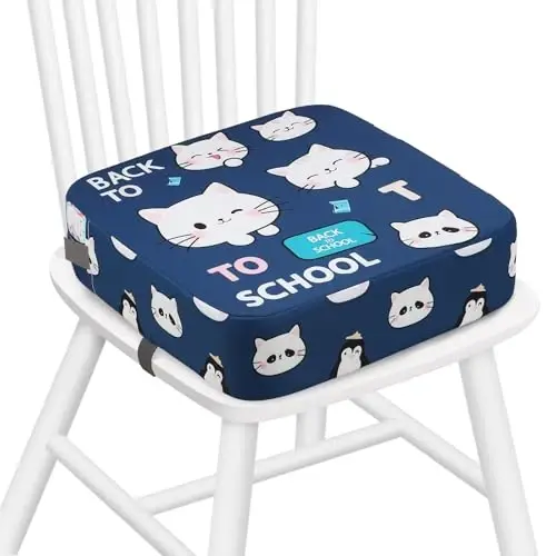 Zicac Portable Seat Cushion Washable with Non-Slip Bottom, Detachable Strong Support Cushion for Toddler Kids Baby Infant (Blue Cat) 
