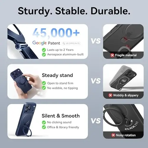 CASEKOO Ultra-Magnetic Stand for iPhone 17 Pro Case, Iris Purple | [Military Drop Protection] [Compatible with MagSafe] Shockproof Translucent Matte Slim Ring for iPhone 17 Pro Phone Case 6.3