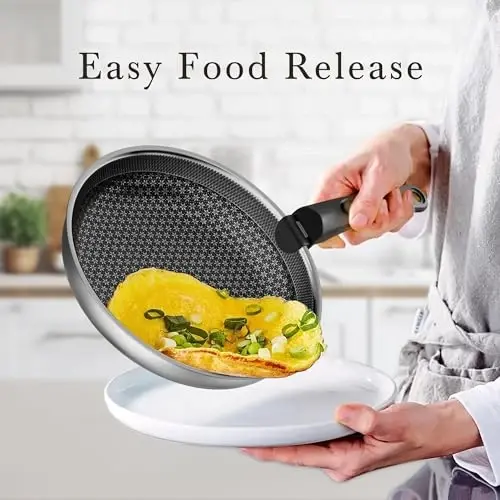 Caannasweis Detachable Nonstick Cookware Set - Stackable Induction Pots and Pans With Removable Handles, Dishwasher Safe - For RV Camping, Oven and Stovetop Use, 5 Pieces (Stainless Steel) - 4