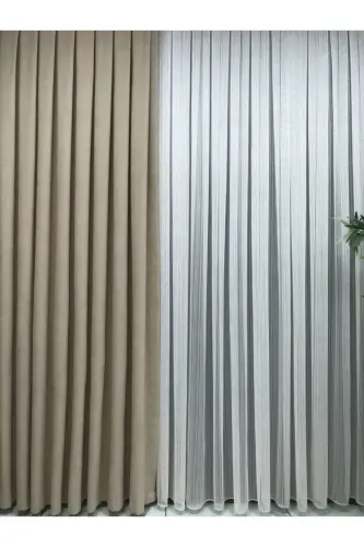Ada Fonluk Koyu Bej Tek Kanat 1/3 Sık Pile - Koyu Bej - ERDOĞANLAR KOZA (1)