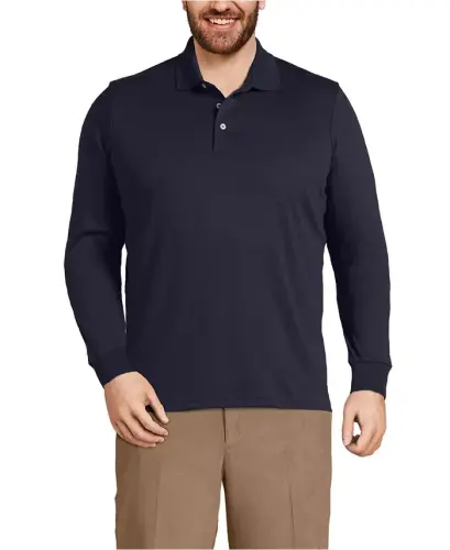 Big & Tall Long Sleeve Super Soft Supima Polo Shirt - Radiant navy 
