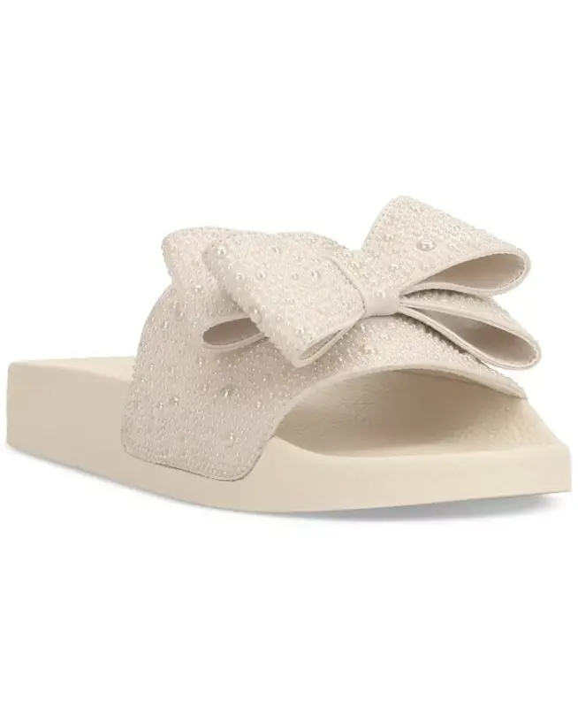 Women's Peymin Pool Slides, Created for Modazone - Pearl Bow - 4