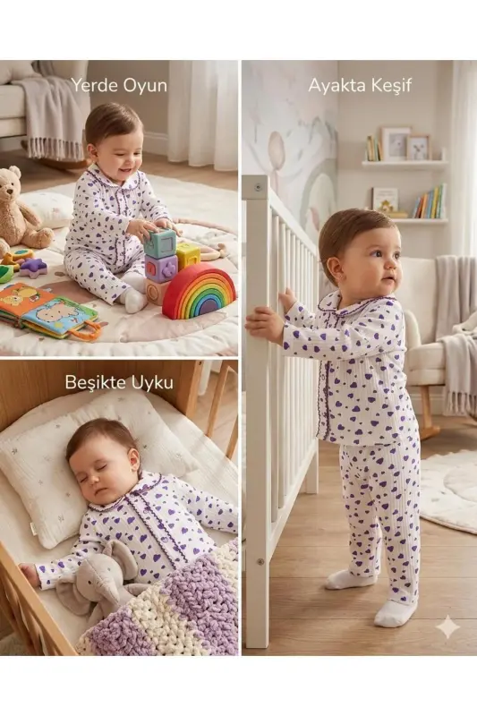 Mavi Ayıcıklı Yenidoğan Fitilli Organik Pamuk Kumaş 2’li Kız Erkek Bebek Takım - Maviayıcık - 4