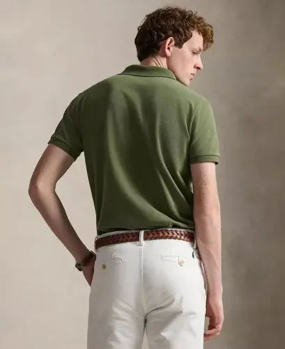 Men's Cotton Custom Slim Fit Mesh Polo Shirt - Supply Olive - 2