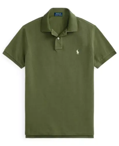 Men's Cotton Custom Slim Fit Mesh Polo Shirt - Supply Olive - 5