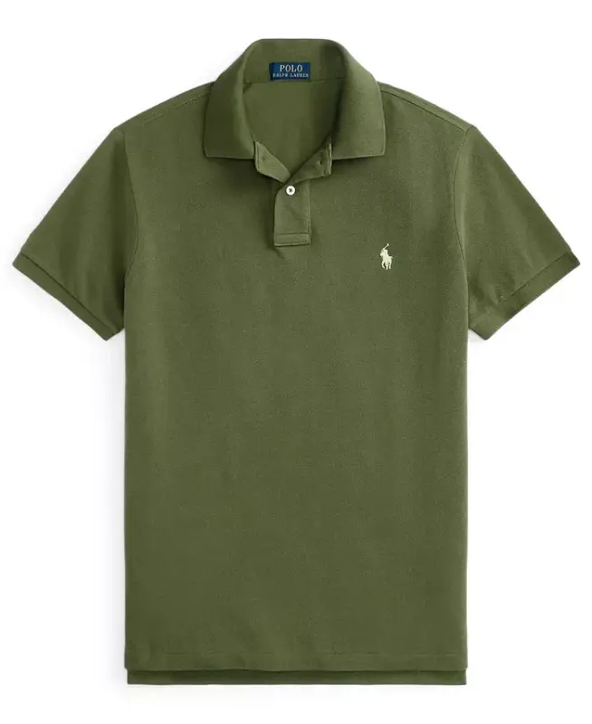 Men's Cotton Custom Slim Fit Mesh Polo Shirt - Supply Olive - 5